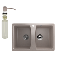 Мойка кухонная Ulgran U-402 302 песочная + дозатор U-01 песочный