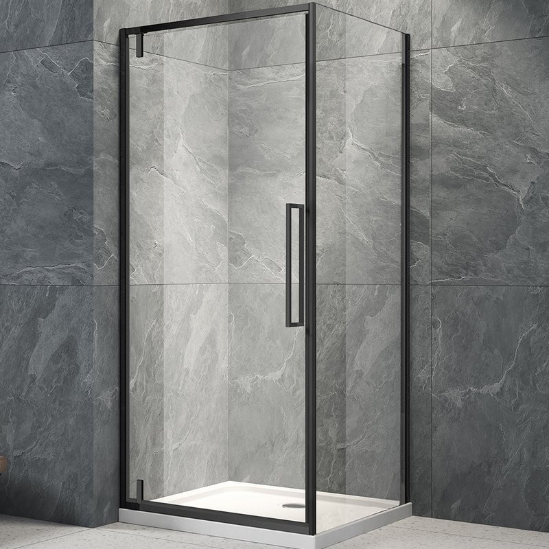 Душевой уголок Veconi Rovigo RV-033B 70х100 см, профиль матовый черный, стекло прозрачное