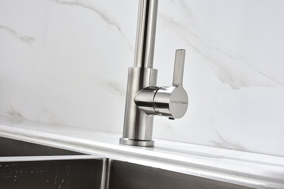 Смеситель для кухни Paulmark Halt Ha214021-BS с гибким изливом, брашированная сталь