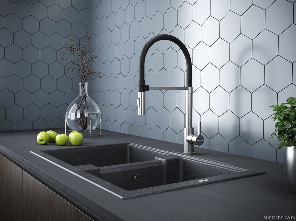 Смеситель для кухни Paulmark Halt Ha214021-BS с гибким изливом, брашированная сталь