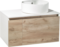 Тумба с раковиной Runo Бари 80 крафтовый дуб, раковина Sole 40