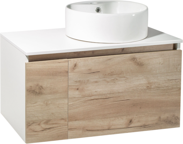 Тумба с раковиной Runo Бари 80 крафтовый дуб, раковина Sole 40