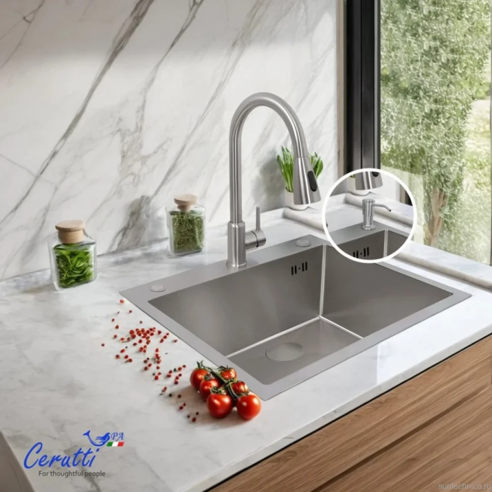 Мойка кухонная Ceruttispa 11257 nano embos, матовый хром