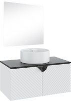 Мебель для ванной комнаты Runo Андорра 85 белая матовая, черная, раковина Sole 40