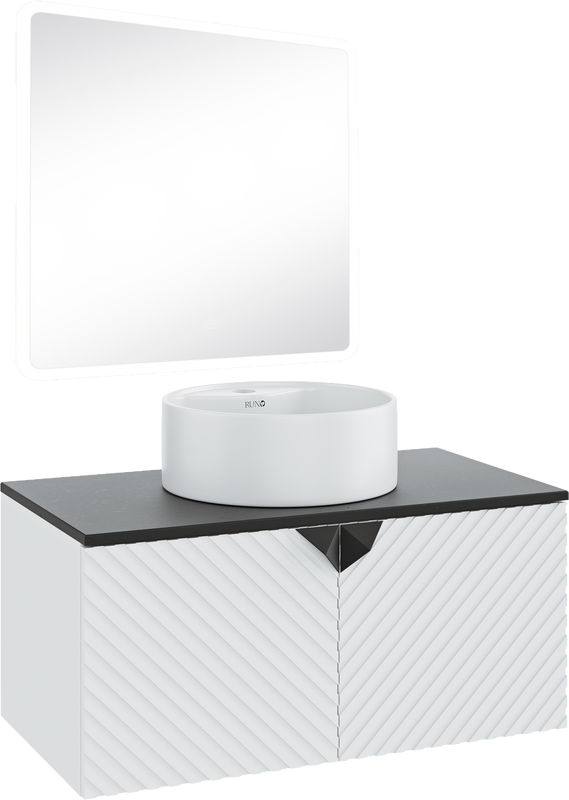 Мебель для ванной комнаты Runo Андорра 85 белая матовая, черная, раковина Sole 40