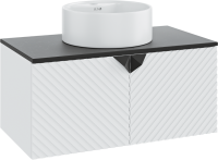 Мебель для ванной комнаты Runo Андорра 85 белая матовая, черная, раковина Sole 40