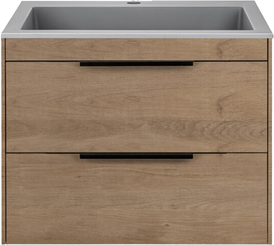 Тумба с раковиной Vincea Chiara 2D 60, 2 ящика, натуральный дуб, с серой раковиной