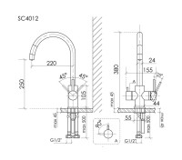 Смеситель для кухни Sancos Taper, с краном под фильтр для питьевой воды, хром, SC4012CH