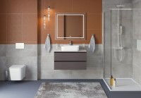 Тумба под раковину со столешницей BelBagno Kraft 100 подвесная, матовая темно-серая, столешница kep-100-bo