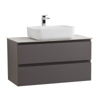 Тумба под раковину со столешницей BelBagno Kraft 100 подвесная, матовая темно-серая, столешница kep-100-bo