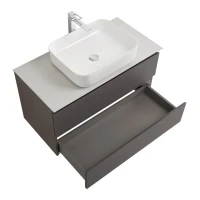 Тумба под раковину со столешницей BelBagno Kraft 100 подвесная, матовая темно-серая, столешница kep-100-bo