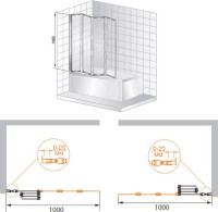 Шторка на ванну Cezares Pratico V4 100/140 C Cr