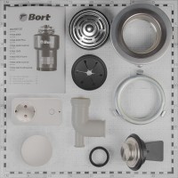 Комплект Мойка Florentina Липси 780К грей + Смеситель Фита FL грей + Измельчитель Bort Titan 5000 Control