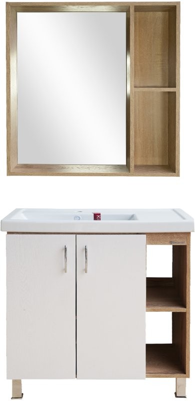 Мебель для ванной комнаты Bellezza Рона 80 натуральный дуб, белая
