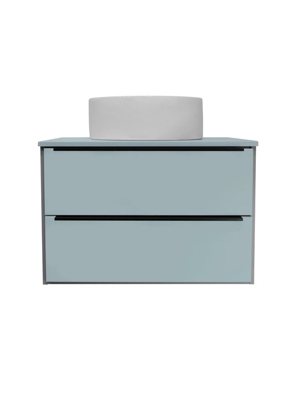 Тумба под раковину со столешницей Runo Мальта 70 подвесная, серая, бирюзовая