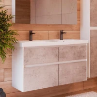 Тумба под раковину Lemark Combi 120 бетон, белая глянцевая