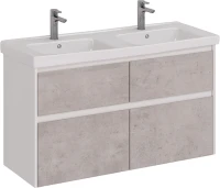 Тумба под раковину Lemark Combi 120 бетон, белая глянцевая