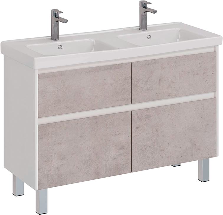 Тумба под раковину Lemark Combi 120 бетон, белая глянцевая