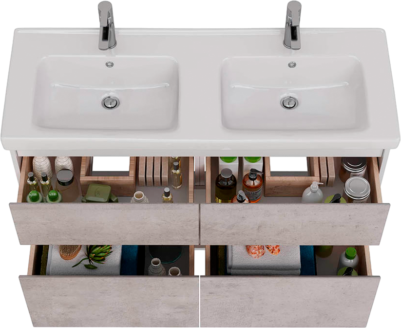 Тумба под раковину Lemark Combi 120 бетон, белая глянцевая