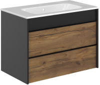 Тумба с раковиной STWORKI Гриндстед 80 дуб таксония, антрацит матовый