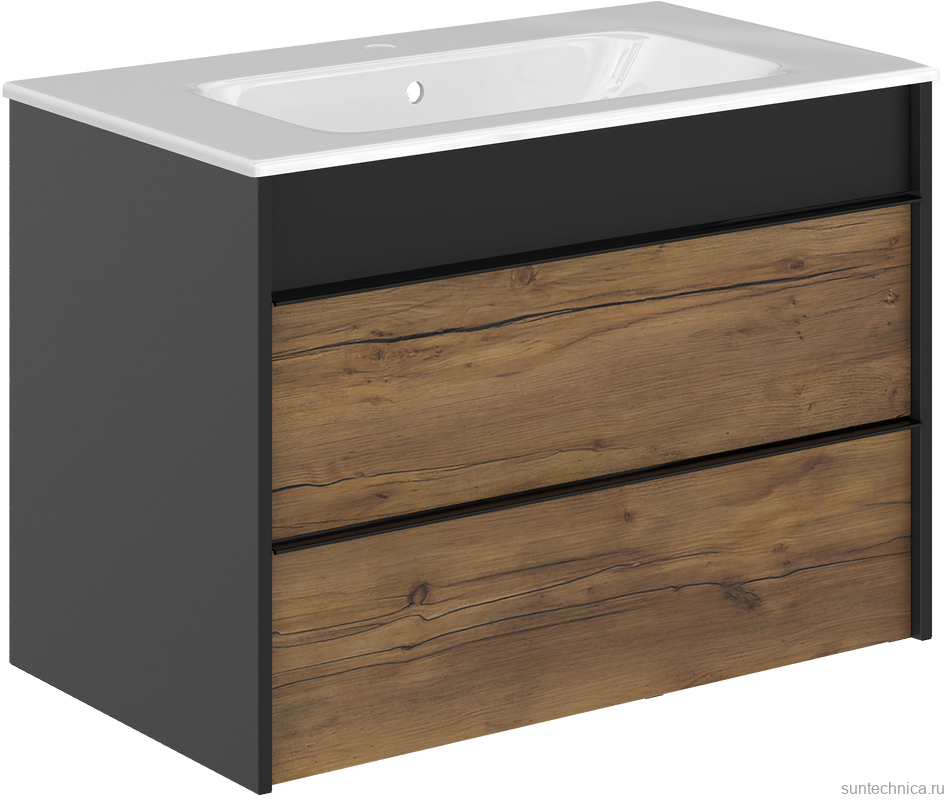 Тумба с раковиной STWORKI Гриндстед 80 дуб таксония, антрацит матовый