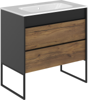 Тумба с раковиной STWORKI Гриндстед 80 дуб таксония, антрацит матовый