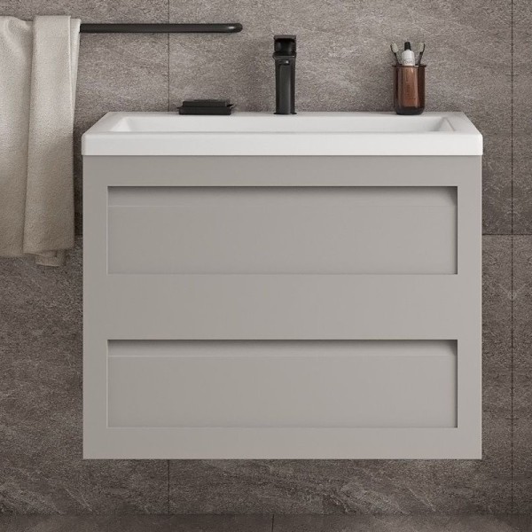 Тумба под раковину Art&Max Platino 75, подвесная, светло-серая матовая