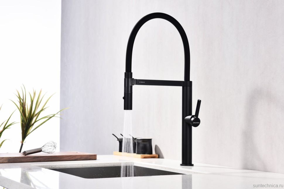 Смеситель для кухни Paulmark Leader Le214101-AN с гибким изливом, антрацит