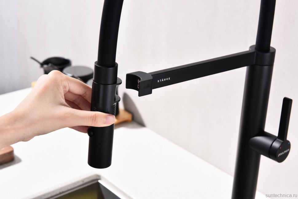 Смеситель для кухни Paulmark Leader Le214101-AN с гибким изливом, антрацит