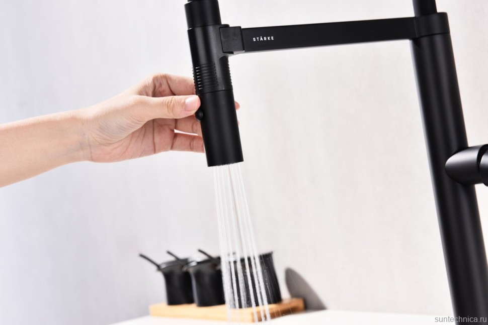 Смеситель для кухни Paulmark Leader Le214101-AN с гибким изливом, антрацит