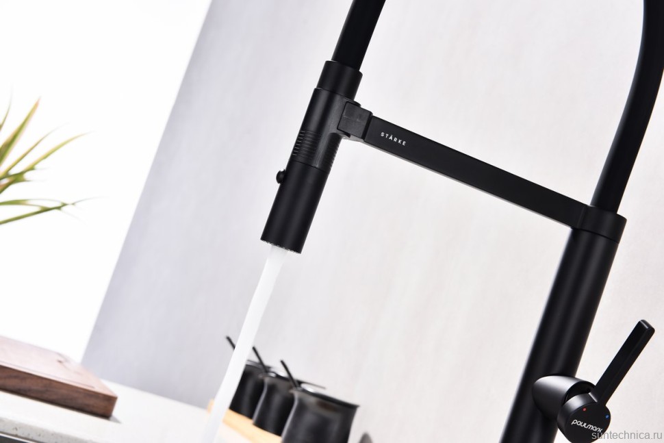 Смеситель для кухни Paulmark Leader Le214101-AN с гибким изливом, антрацит