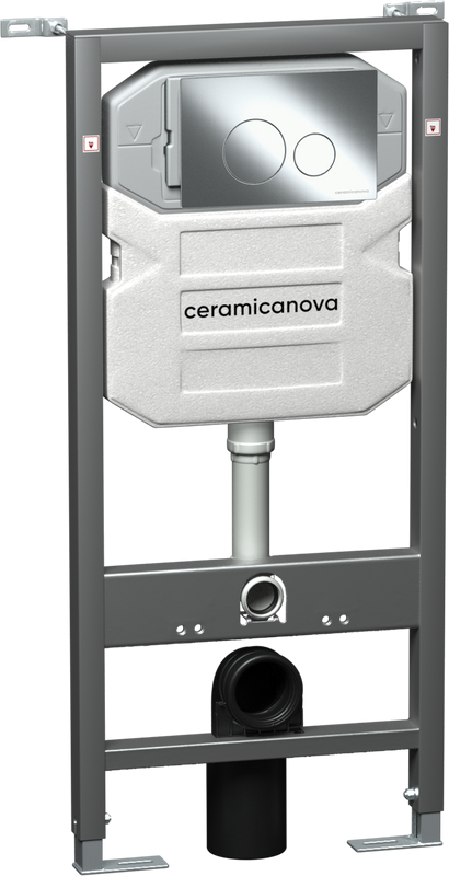 Комплект Унитаз подвесной Ceramicanova Forma CN3009 безободковый, с микролифтом + Инсталляция Envision CN1001CH + Кнопка Round, хром