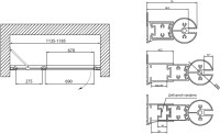 Душевая дверь в нишу Vegas Glass EP-F-1 Novo 115 02М 10 L профиль черный матовый, стекло сатин
