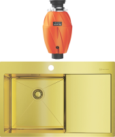 Комплект Мойка Omoikiri Akisame 78-LG-L светлое золото + Измельчитель Nagare 750