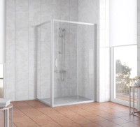 Душевой уголок Vegas Glass ZP+ZPV 110*100 07 01 профиль матовый хром, стекло прозрачное