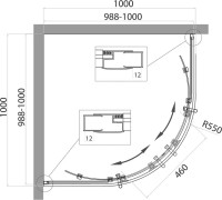 Душевой уголок BelBagno Uno UNO-195-R-2-100-CH-CR стекло рифленое