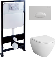 Комплект Унитаз подвесной AM.PM Spirit V2.0 с микролифтом + Инсталляция EWRIKA ProLT 0026-2020 + Кнопка 0052 белая