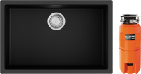 Комплект Мойка Omoikiri Yamakawa 75T-U/I-BL черная + Измельчитель Nagare slim 900