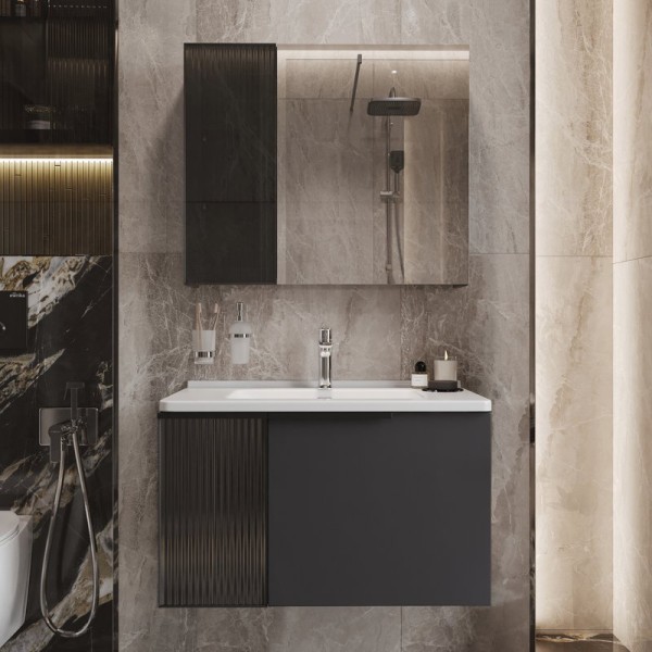 Мебель для ванной комнаты STWORKI Готланд 80 антрацит матовый