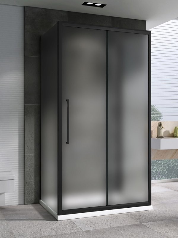 Душевой уголок Abber Schwarzer Diamant AG30130BMH-S80BM-S80BM 130х80 см, профиль матовый черный, стекло матовое