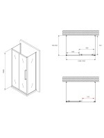 Душевой уголок Abber Schwarzer Diamant AG30130BMH-S80BM-S80BM 130х80 см, профиль матовый черный, стекло матовое