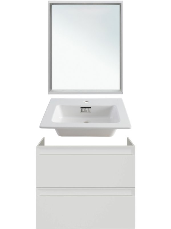 Мебель для ванной комнаты Allen Brau Eclipse 2.0 60 матовый белый, раковина Fantasy Flat 62x47, без перелива, белая
