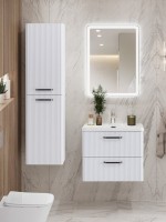 Тумба с раковиной BelBagno Due 60 ручки матовый темный никель, bianco lucido