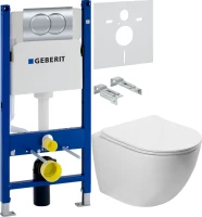 Комплект Унитаз подвесной Vincea Globo + Звукоизоляция Geberit + Инсталляция Duofix Delta 458.149.21.1 с кнопкой смыва, хром