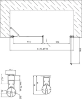 Душевая дверь в нишу Vegas Glass EP-F-2 135 05 05 R профиль бронза, стекло бронза