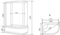 Душевая кабина Timo Eco TE-0720L с высоким поддоном, с сиденьем