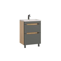 Тумба с раковиной SanStar Diva 60 напольная, дуб вотан, графит софт, раковина Фест