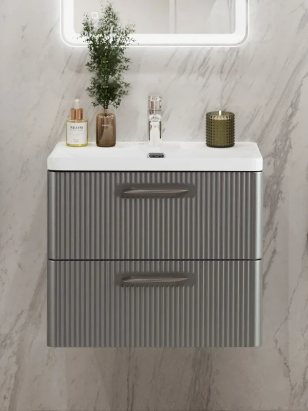 Тумба с раковиной BelBagno Due 50 ручки сатиновый никель, сатин