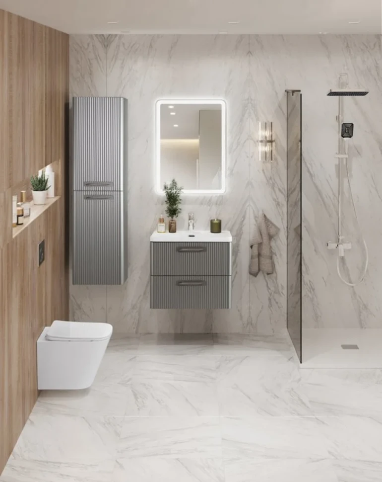 Тумба с раковиной BelBagno Due 50 ручки сатиновый никель, сатин