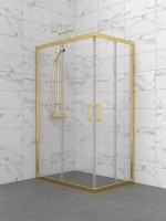 Душевой уголок Triton Фикс 120x80 см, без поддона, профиль матовое золото